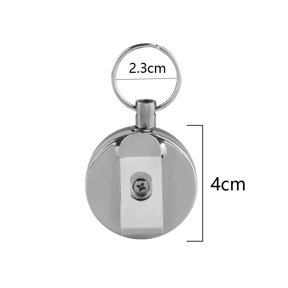 Einfache Metallkarte Abzeichen Schlüsselhalter Edelstahl Rückstoß Ring Gürtelclip Pull versenkbare Schlüsselanhänger Auto Schlüsselbund