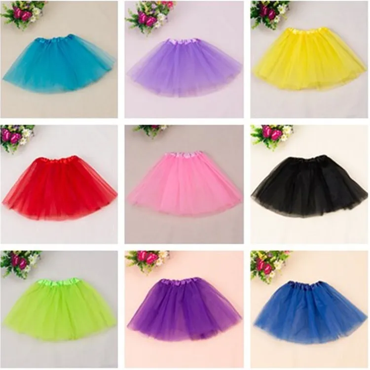 Hot sale pure color children bubble skirt girls lace princess skirt children ballet perform dance skirt T3I0199