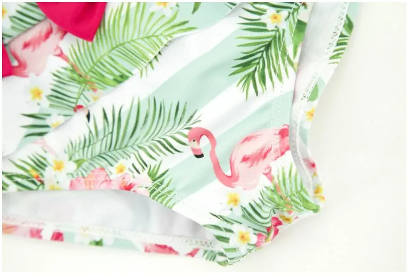 Girl Summer Flamingo Swimsuit One Piece Baby Polyestr stwor kąpielowy Dzieci Summer Swim Ubrania dziecięce ubranie AM 005369287