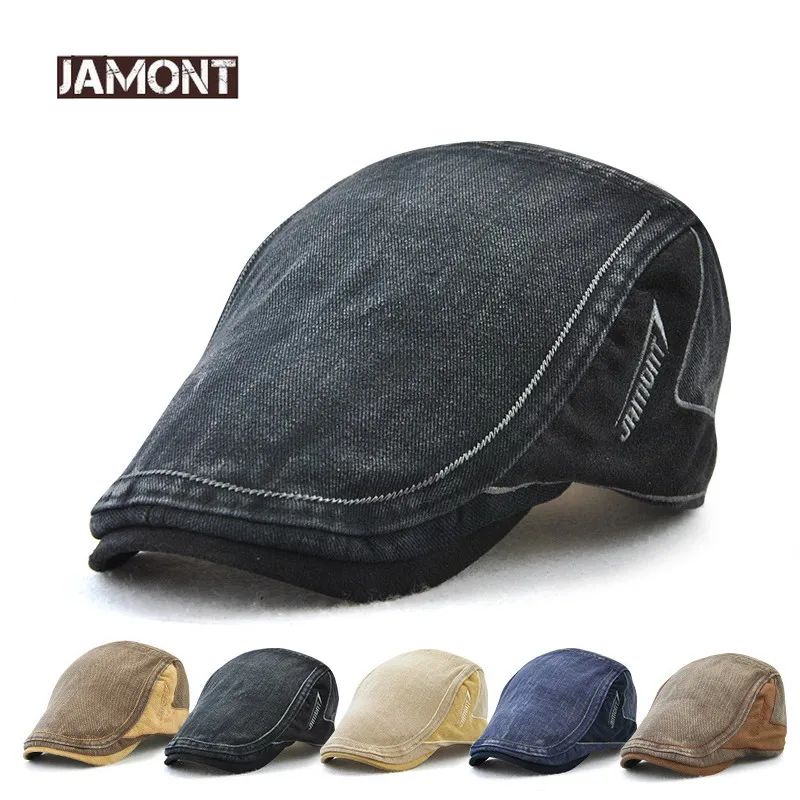 JAMONT 2018 New Coon Retro Style Visor Men Caps Berets Hat Men Visors Cap Leer Patch Adult Beret Casual Flat Hats Casquee