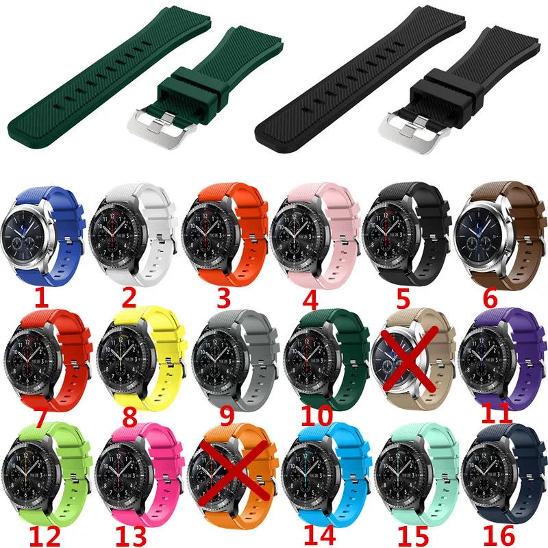 Soft Silicone Man Watch Replacement Bracelet Strap Gear S3 Frontier Classic Watch Band 22mm for Samsung Gear S3