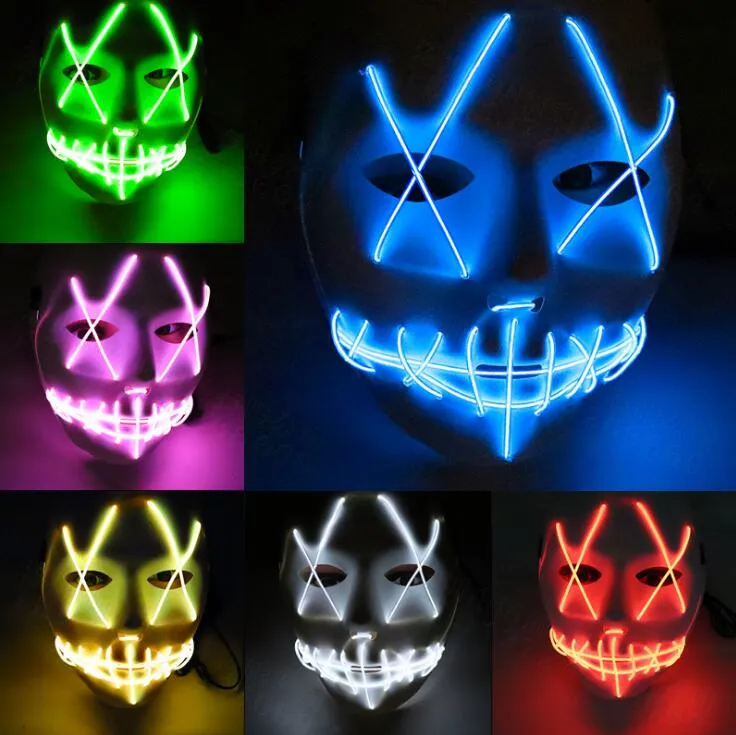 Masque LED Halloween – Masque élection en Lumière – Festival Cosplay  Carnaval Fête – Jouets Lumineux pour Adultes ＆ Enfants –
