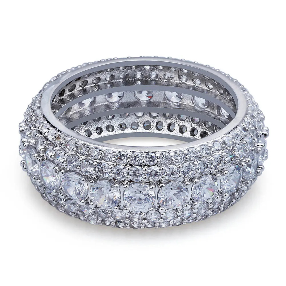 DHgate.com:Hip Hop 5 Rows Cubic Zirconia Rings, Gold Silver