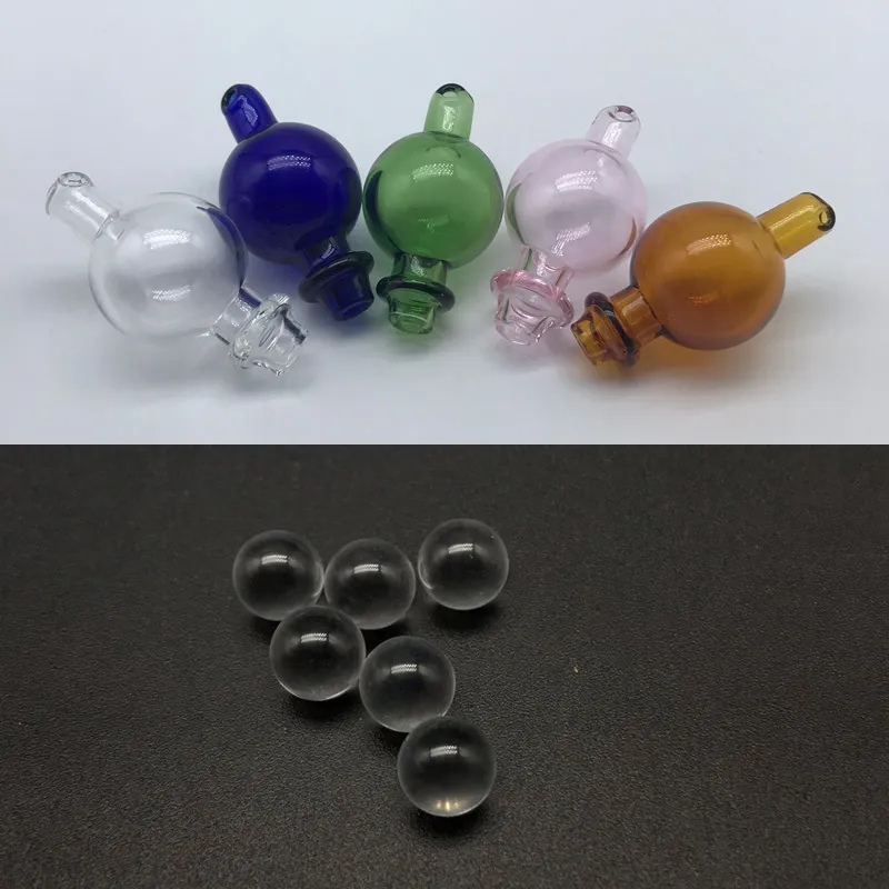 Glass Bubble Carb Cap With Directional Hole 2pcs 6mm Quartz Dab Terp Pearls Balls For Quartz Thermal Banger Nails Glass Bongs Dab Rigs