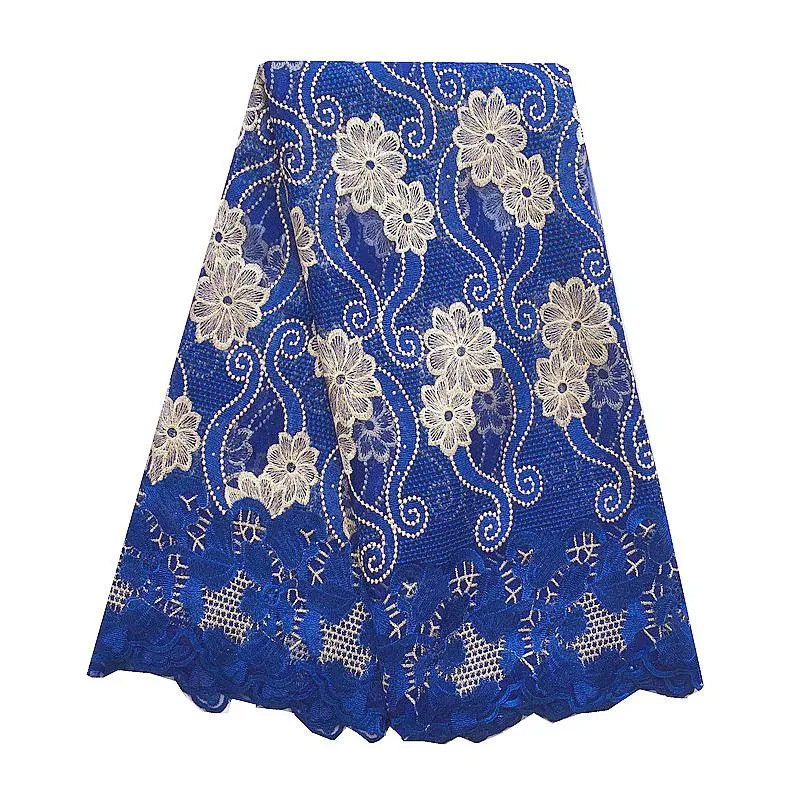 Royal Blue senaste African Lace Fabric 2018 Nigerian White High Quality French Lace African Cord Net Net Mesh Beaded Lace Fabric