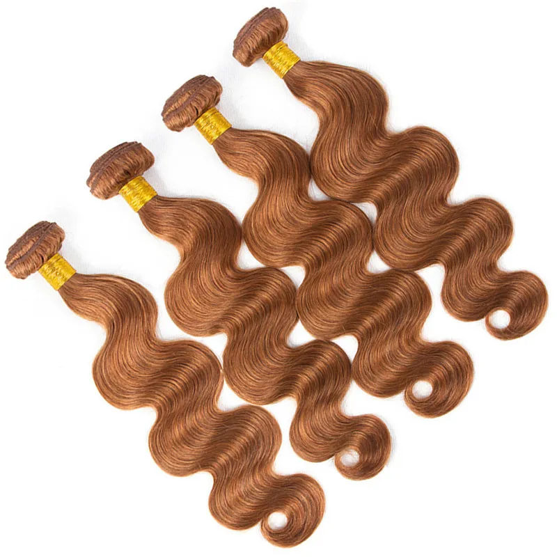 # 30 Medium Auburn Virgin cabelo humano brasileiro tece com fecho da onda do corpo Reddish Brown Cabelo Humano 4 ofertas bundle com fecho 4x4 Lace