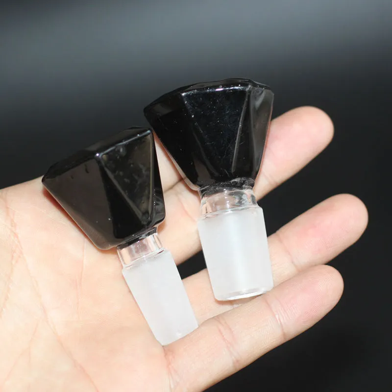 5mm thick Heady Black Diamond glass bong slides bowl funnel Male hourglass 14mm Smoking Water Pipe bongs 18mm bowls heady