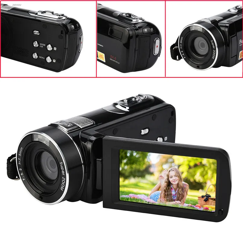 Infrared Night Vision Remote Control Handy Camcorders HD 1080P 24MP 18X Digital Zoom Video DVwith 3.0"LCD Screen DEYIOU