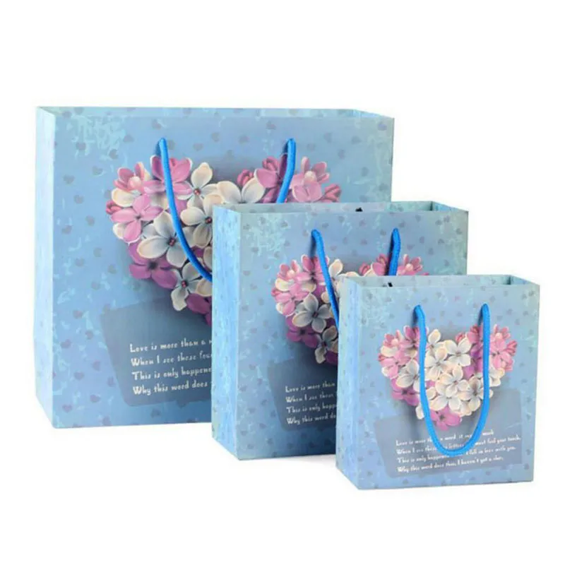 16 Sacchetti Regalo Di Carta Blu Con Manici – Stile Cinese Con Motivi Floreali, 22x26x10 Cm, Per Matrimoni E Feste