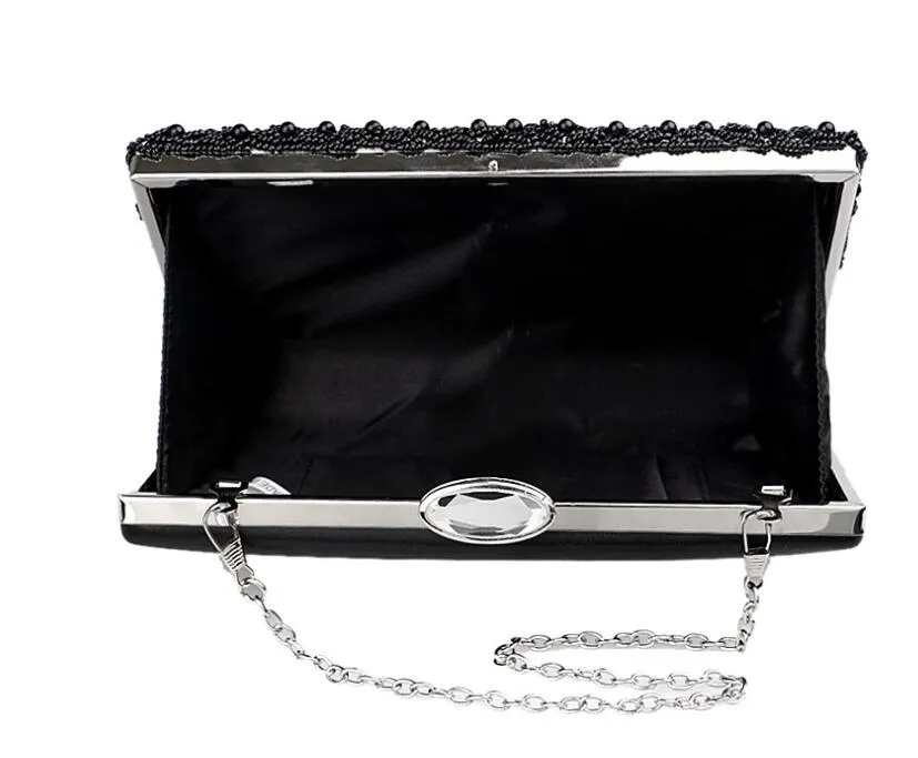 Fashion Models Europa und die Vereinigten Staaten Perlen-Abendpaket Schwarze Perlen-Damen-Bankettkleid-Abend-Clutch
