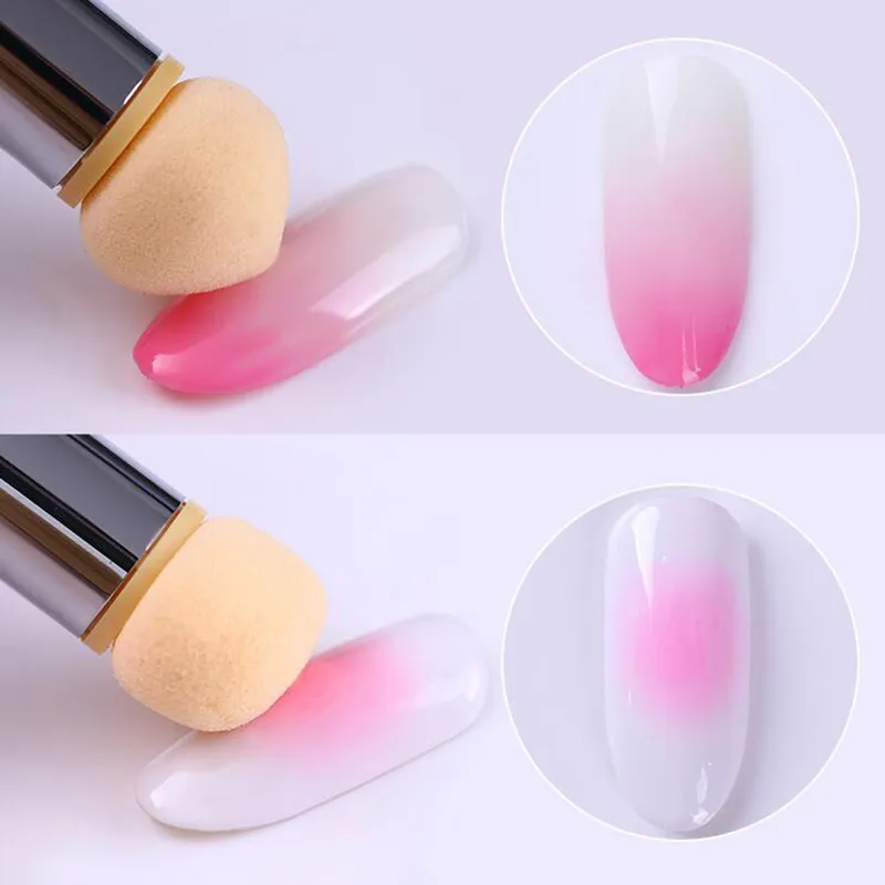 Teste di spugna sostituibili Sharp Round Manicure Gradient Brush Shade Maker Strumenti nail art Pennello unghie smalto gel UV