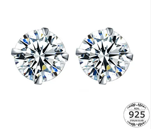 925 Sterling Silver CZ Stud Oorbellen voor Vrouwen Sieraden Eenvoudige Cubic Zirkoon Oor Piercing Post Oorbellen