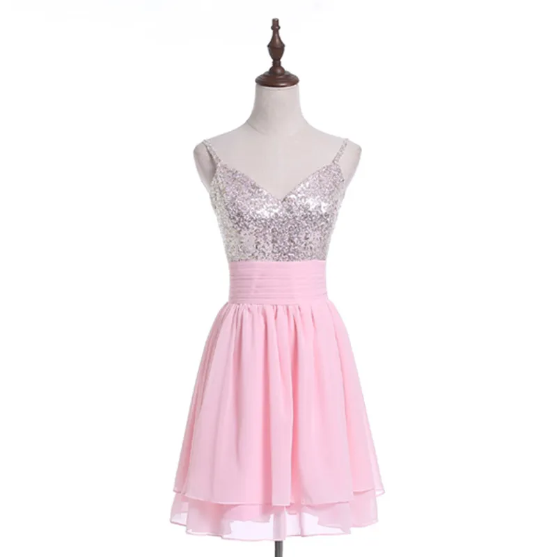 2018 nieuwe sexy roze korte prom jurken chiffon een lijn plus size vloer-lengte formele avond homecoming feestjurk QC1145