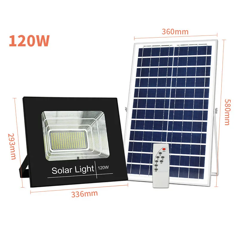 Solar IP67 Floodlight 120W 100W 50W 30W 20W 10W 80-90LM/W Power Cell Panel Battery Outdoor Waterproof Industrial Lamps Lights Remote Control
