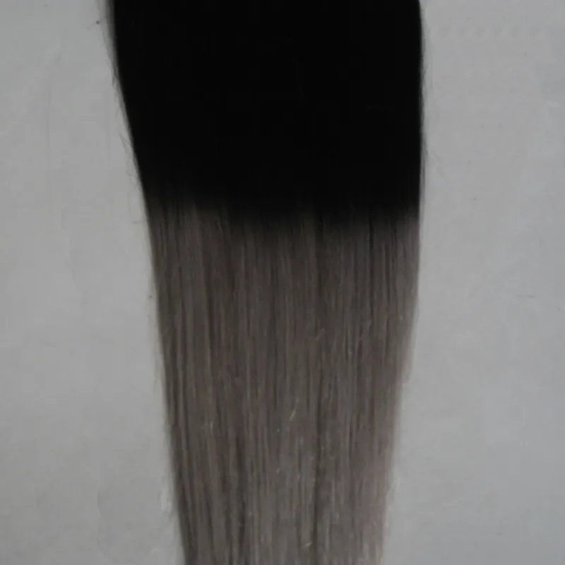 Apply Tape Adhesive Skin Weft Hair T1B/grey ombre human hair Straight 100g tape in human hair extensions