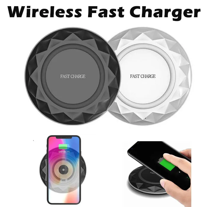 Diamond Wireless Fast Qi Charger with LED Light USB Cable For iPhone X 8 Plus Samsung S8 Plus Note 8 S7 S6