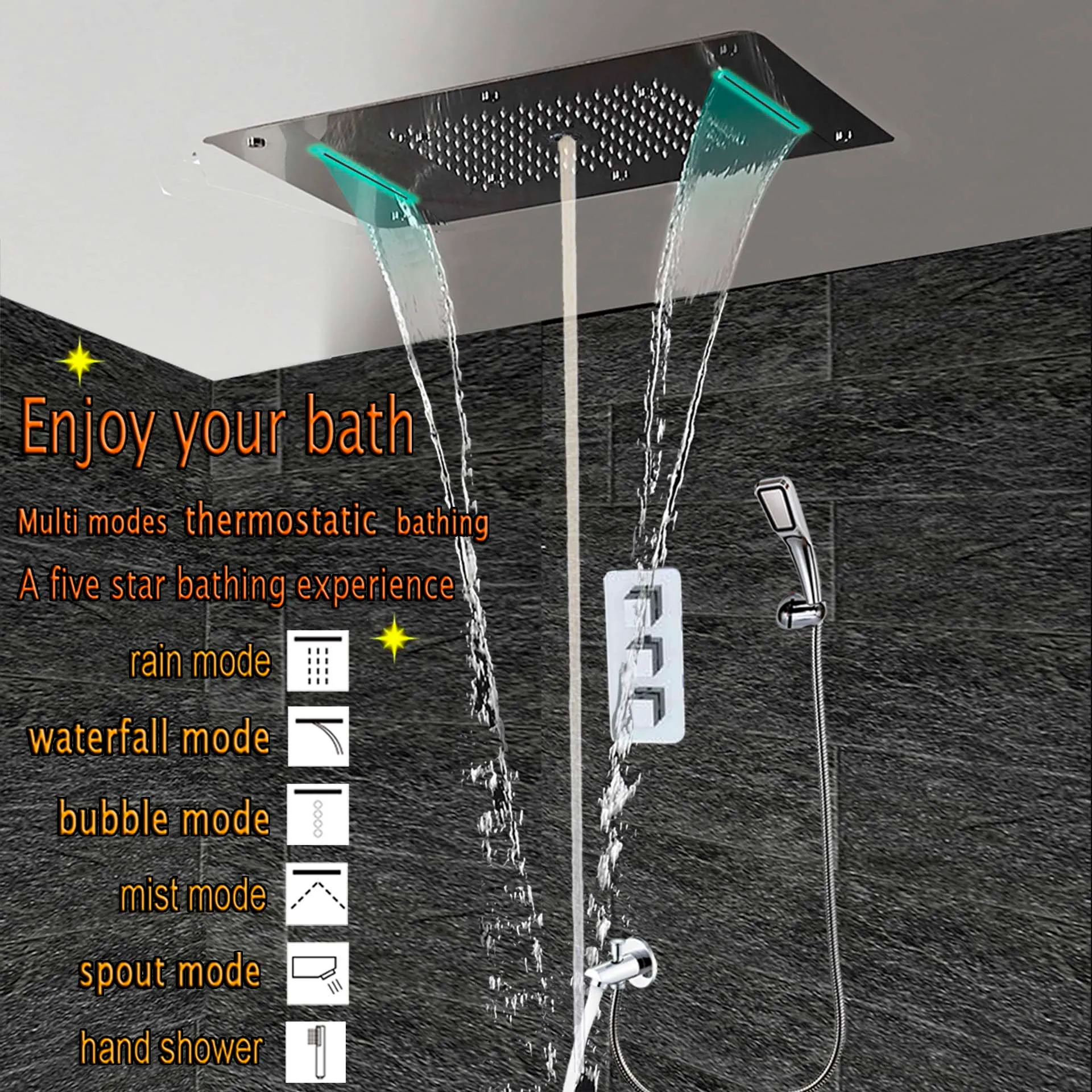Baño Juego De Ducha LED Accesorios Grifos Panel Mezclador De Baño