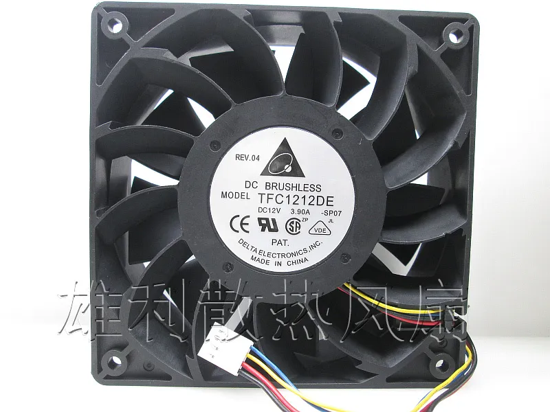 Entrega livre de atacado. Ventilador 3.9a Vento violento 12cm fã tfc1212de 12v i fã miner