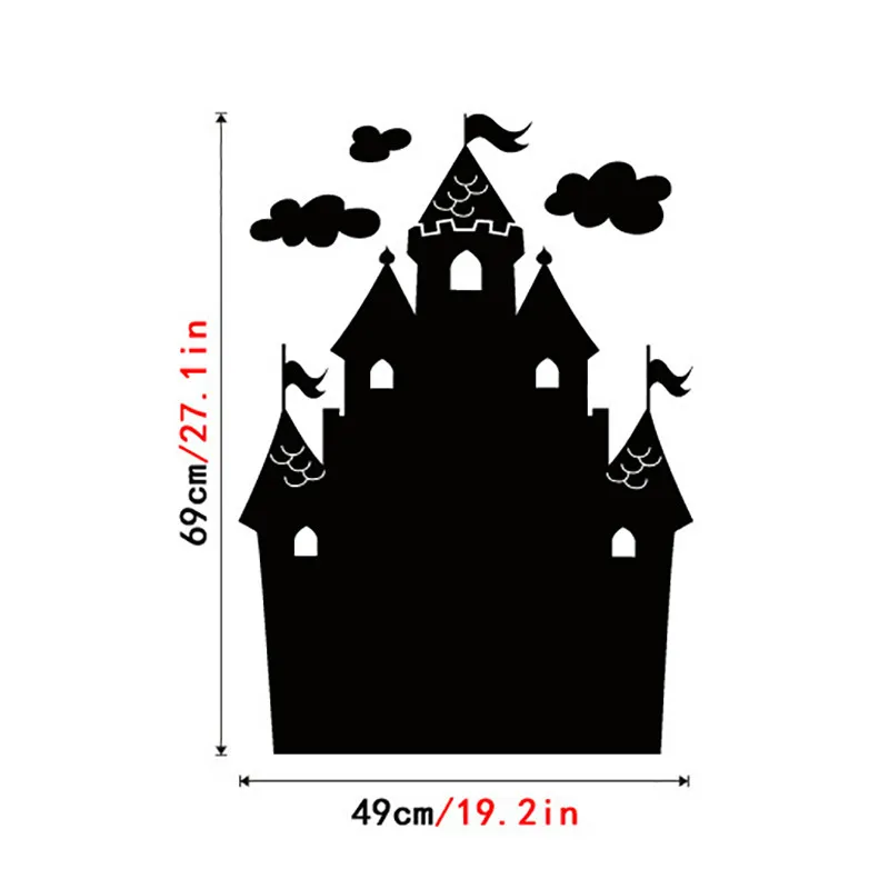 Pegatinas de pizarra extraíbles Castillo de dibujos animados Dormitorio Habitación de los niños Aula Kindergarten Doodle Pegatinas Tatuajes de pared Decoración del hogar