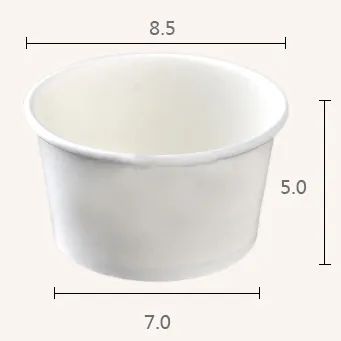 3oz 5oz 8oz White Ice Cream Paper Cup Engång Yoghurt Skål Engångsmoothie Pappersskål Arched Transparent Cover Gratis frakt