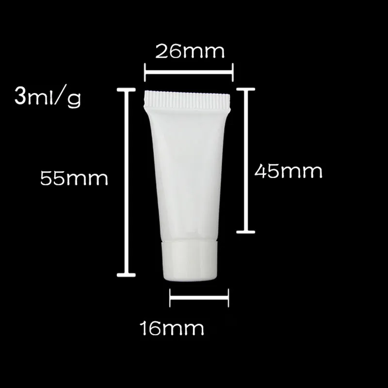 Tuyau de cosmétiques de soins de la peau 3 ml/3g/tube de crème pour les yeux/tube souple en plastique/tube d'échantillon cosmétique/tuyau de Gel EXPÉDITION RAPIDE F395