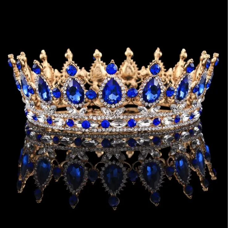Incrível casamento coroa de noiva concurso círculo completo tiara claro strass austríaco rei rainha coroa traje festa arte deco272s