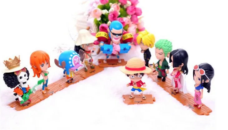 Q versione Anime One Piece Action PVC Figure Cute Mini Figure Toys Dolls Model Collection Toy Brinquedos Set da 10 pezzi Shippin2938