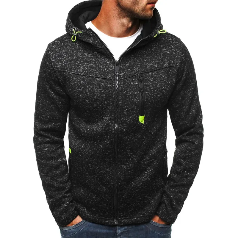 2018 New Autumn Fleece Hoodies Men Fashion Solid Sweatshirts Zipper Cardigan Cotton Sportswear Slim Fit Men's Tracksuit 3XL