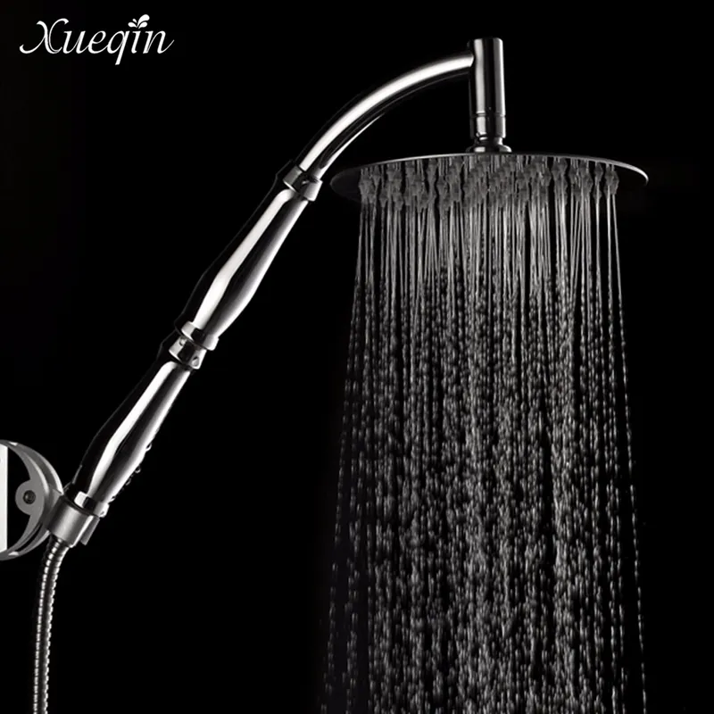 Xueqin 8 Inch Round Rain Shower Head Set Stainless Steel Wall Mounted ...
