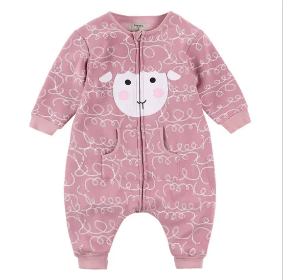 PROSEA Baby Long Sleeve Warm Plush Sleeping Bag Kids Boys Girls Cartoon Printing Pajama, Homewear Nightwear Autumn Winter