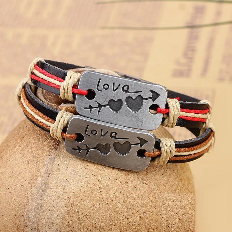 Ny Cupid Love Arrow Läder Armband för män Kvinnor Älskare Mode Smycken Alla hjärtans daggåva