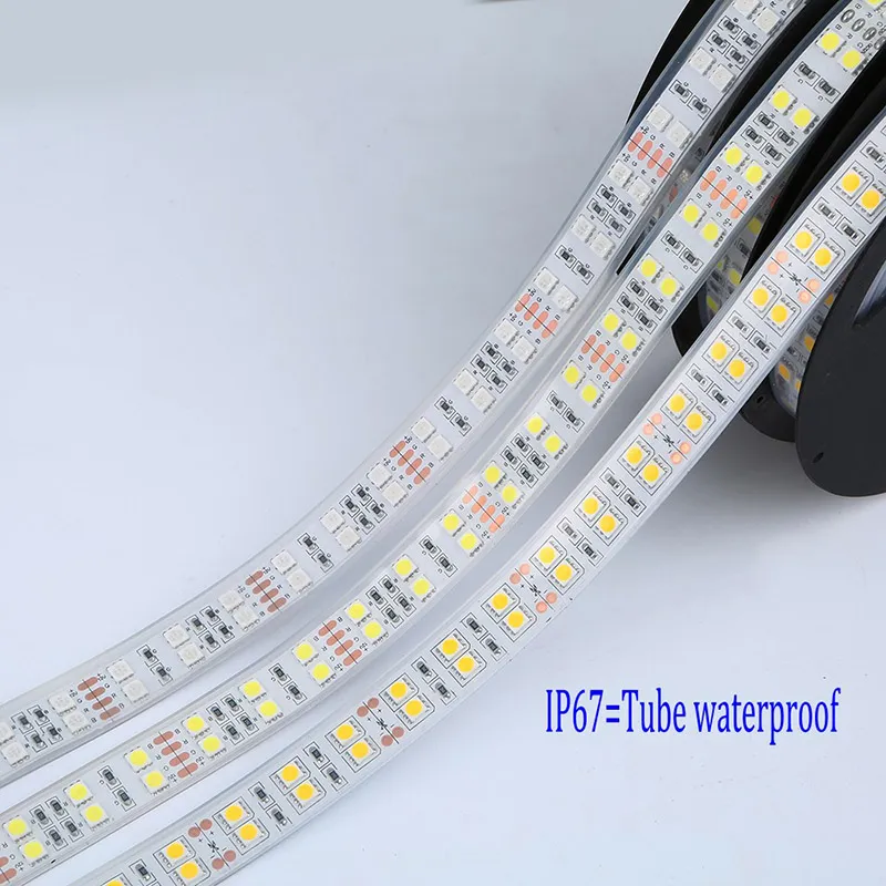 5M DC 12V 600LED 120LED/m wasserdichter SMD 5050 RGB warmweißer LED-Streifen zweireihiges flexibles Bandbandlicht