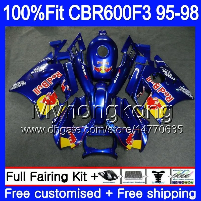 Einspritzung für HONDA CBR 600F3 CBR600RR CBR600F3 1995 1996 1997 1998 2MY52 CBR600 F3 FS CBR600FS Blau Gelb CBR 600 F3 95 96 97 98 Verkleidung