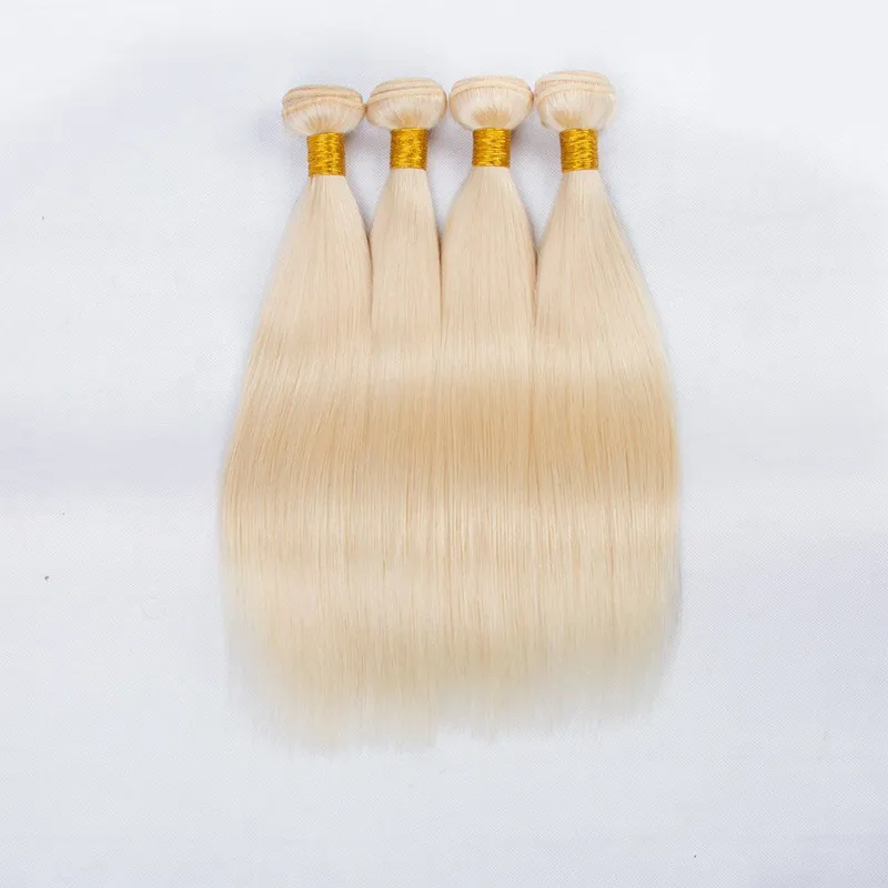 Colored Brazilian 613# Honey Blonde Human Hair 4 Bundles Deals Unprocessed Brazilian Straight Blonde Virgin Hair Weave Extensions