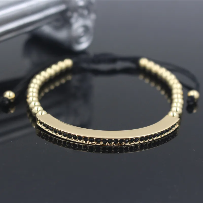 Moda cor ouro feminino pulseiras ajustáveis ​​pulgles anil arjandas micro pavimentação cz charme trançando macrame pulseira jóias