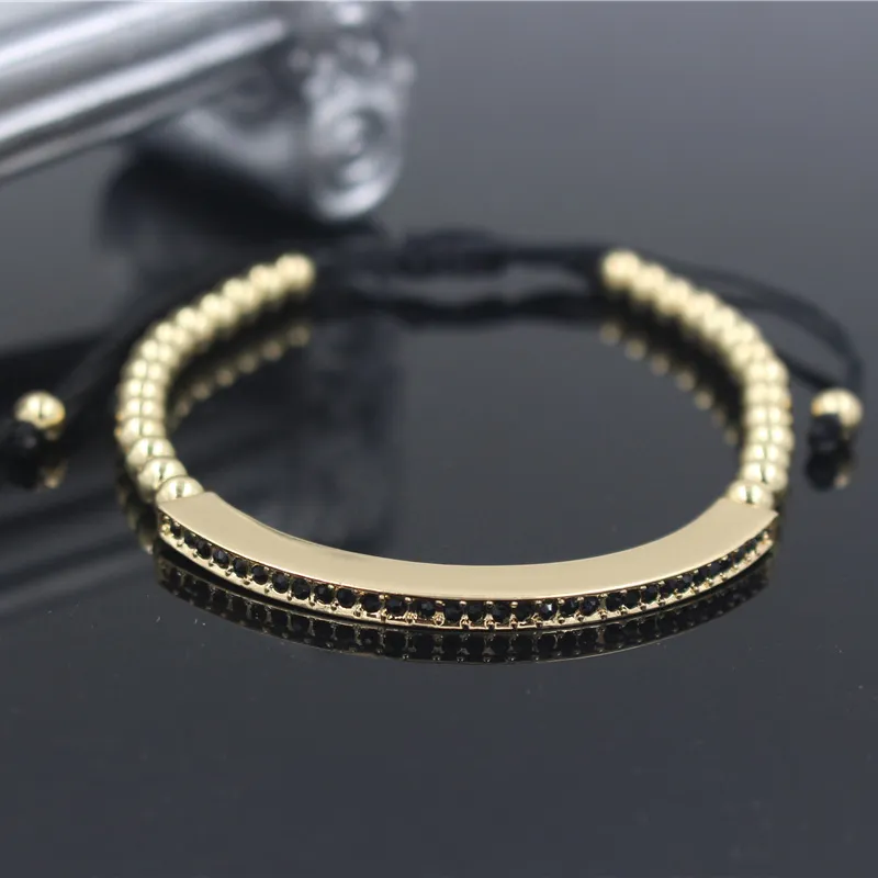 Braccialetti regolabili femminili di colore dell'oro di modo Braccialetti Anil Arjandas Micro Pave CZ Intrecciatura di fascino Macrame Bracciale gioielli