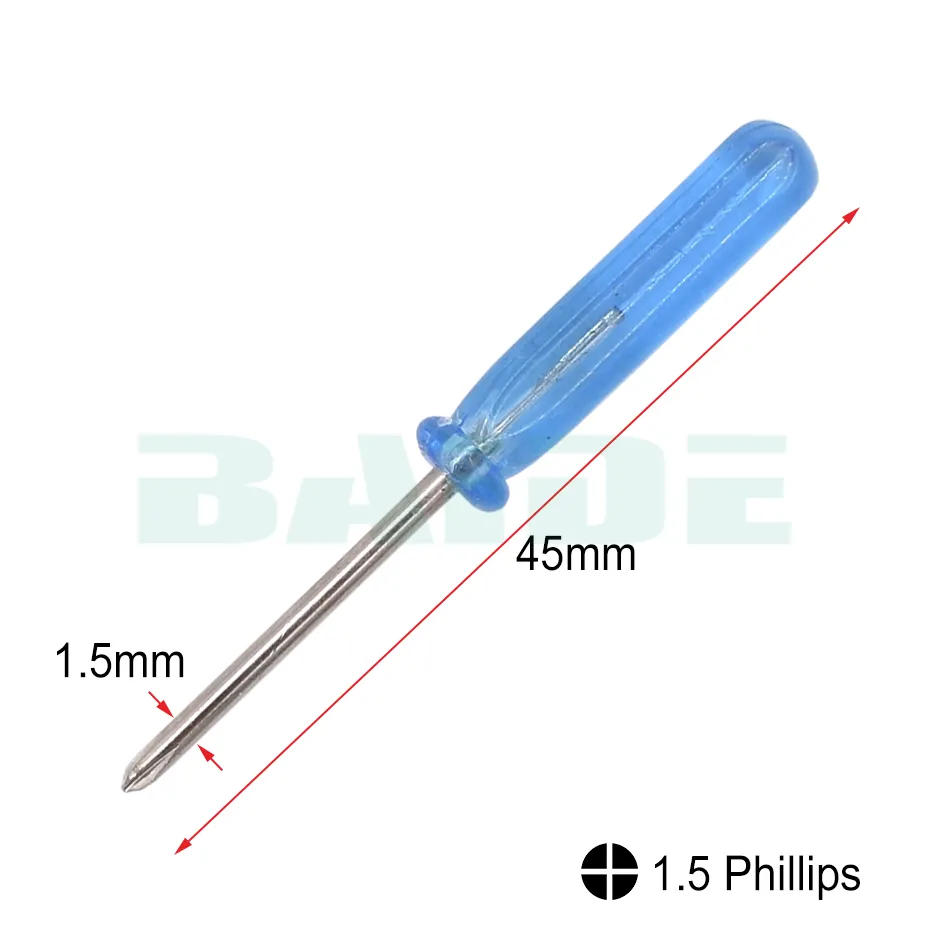 Chave de fenda azul 45mm 1.5 Phillips 2.0 Phillips PH00# PH000 2.0 Chave de fenda reta de cabeça chata para reparo de telefone de brinquedo 5000 pçs/lote