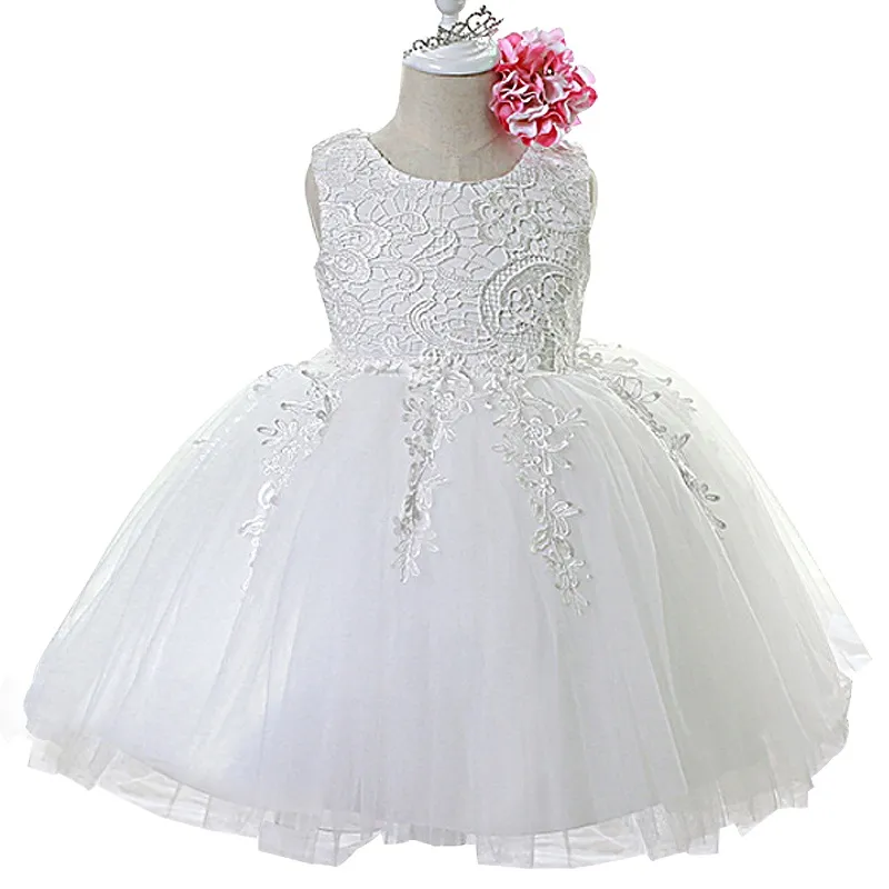 Robe d'été pour petites filles, tenue de fête de mariage, blanche, mignonne, vêtements pour enfants en bas âge, robe d'anniversaire de 1 an