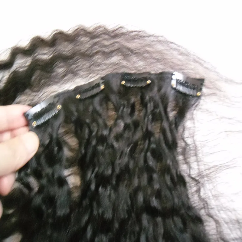 الشعر الأسود الطبيعي Itilian كورز ياكي الشعر البشري كليب في ملحقات 8 قطع الصف 7a بيرو عذراء الشعر غريب مستقيم 120 جرام