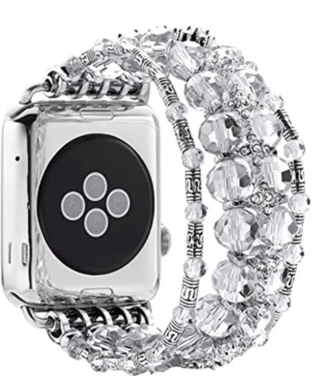 38 mm für Apple Watch Serie 3, 2, 1, Kunstperlen-elastisches Stretch-Armband, Kristall-Armbänder, Bandersatz für Damen und Herren