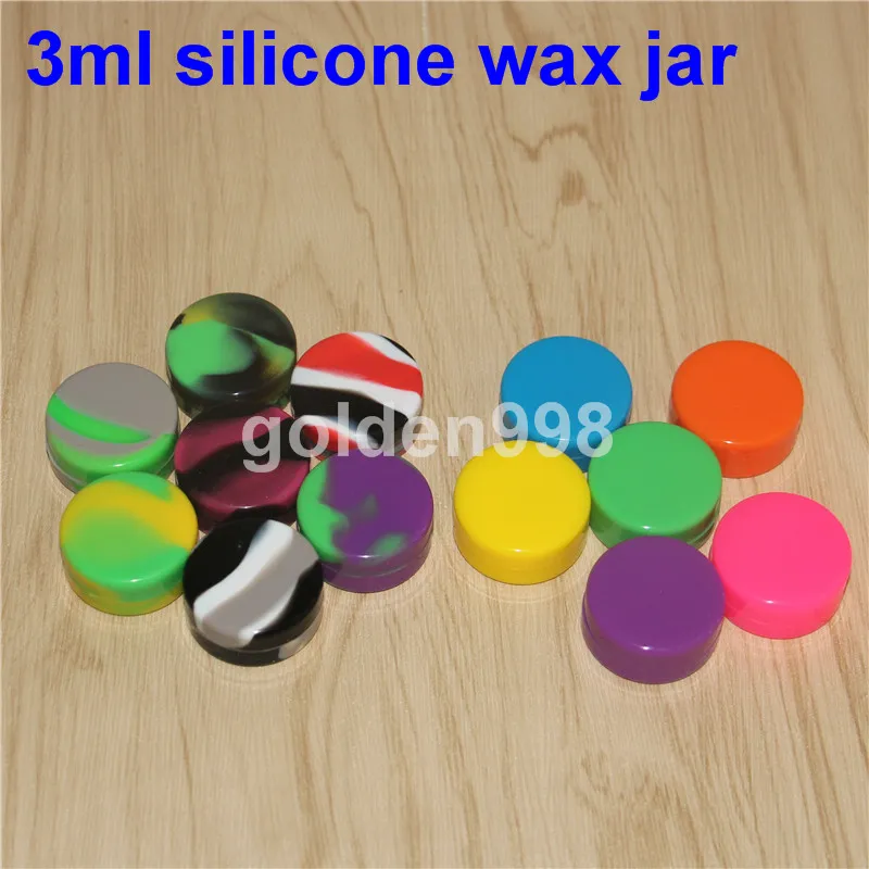 100 X barattoli di silicone contenitori di cera all'ingrosso 3ml contenitore in silicone concentrato antiaderente contenitori rotondi di cera concentrata