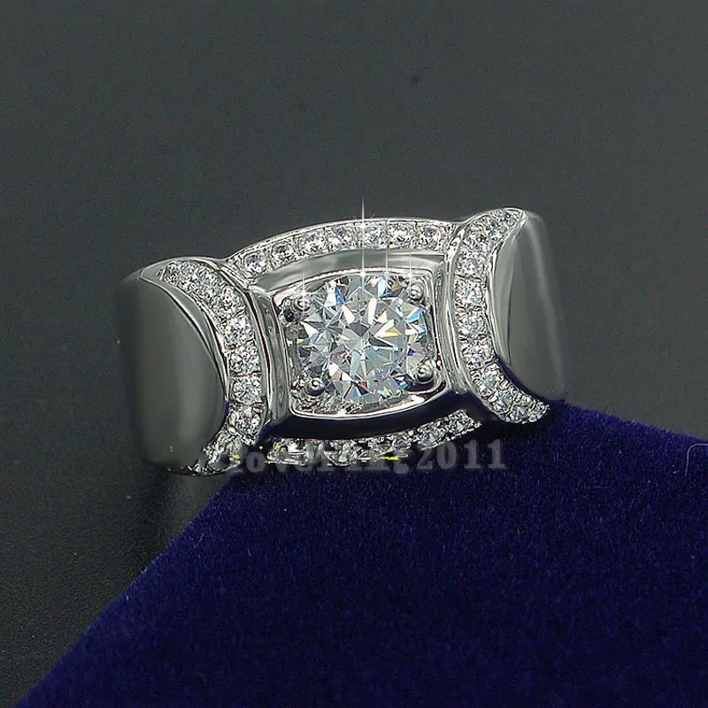 choucong Promise Jewelry Herrenring, 2 Karat Diamant, 925er Sterlingsilber, Verlobungsring, Ehering für Herren