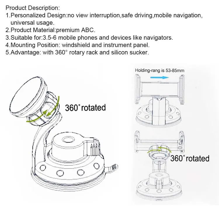 Autohouder Air Vent 360 Draaien Universele Autohouder Telefoonhouder Voor iPhone 14 13 Pro Max Voorruit Dashboard Autohouder met Zuignap in plat pakket