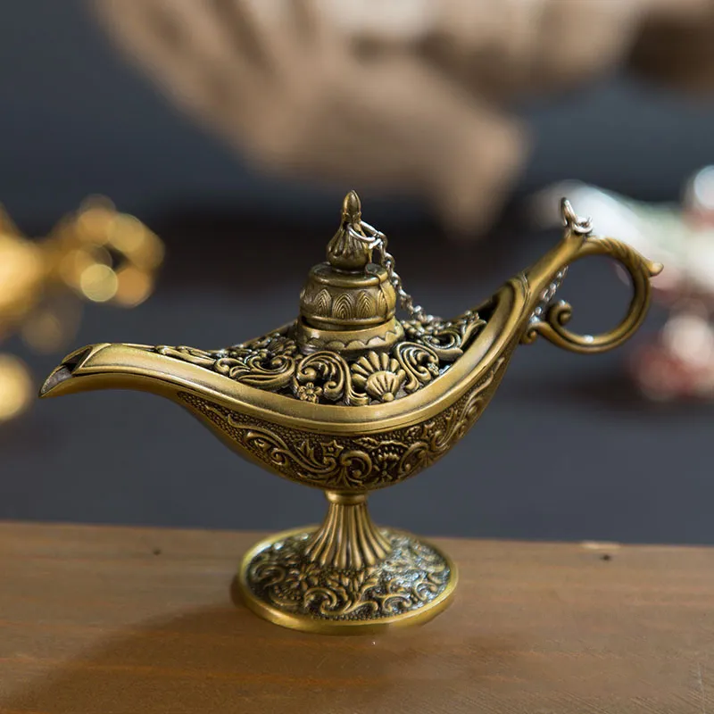 Fairy Tale Aladdin Magic Lamp Vintage Censer Creative Metal Aroma Burner Incense Burners Christmas Gift Wedding Gifts