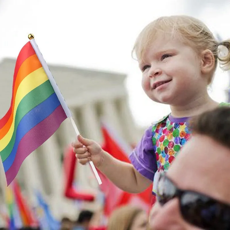 14 * 21 سنتيمتر rainbow flags 12 تصميم العلم الوطني للعالم البوليستر ناحية التلويح الأعلام لافتات منزل الديكور WX9-652