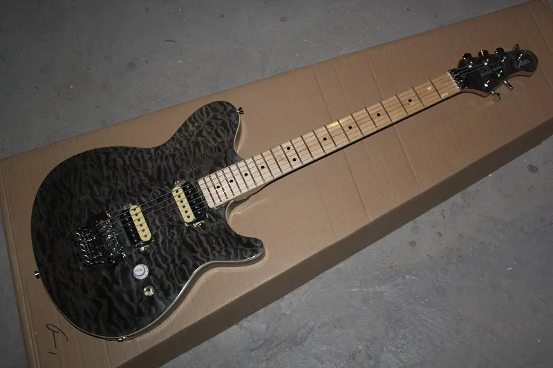 2014 Nieuwe Collectie + Gratis verzending + Music Man Ernie Ball Axis 6 Strings Grey Quilt Maple Finger Board elektrische Gitaar