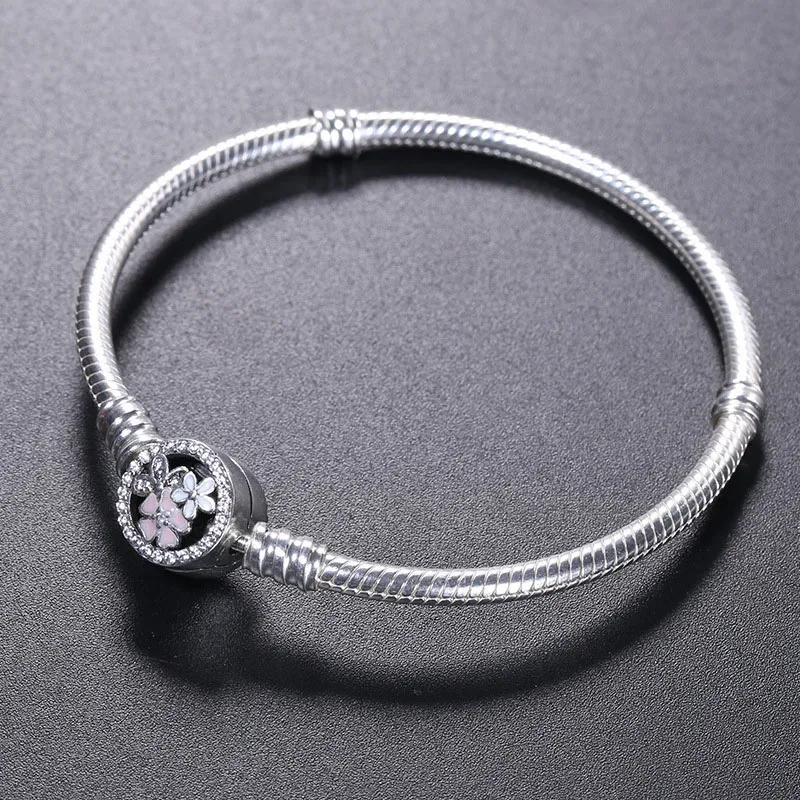 925 Sterling Silver BRANSOLETKA bloom kwiat emalia Zapięcie dla Pandora Biżuteria Charm Bransoletka Oryginalne pudełko Kobiety Bransoletki Ślubne