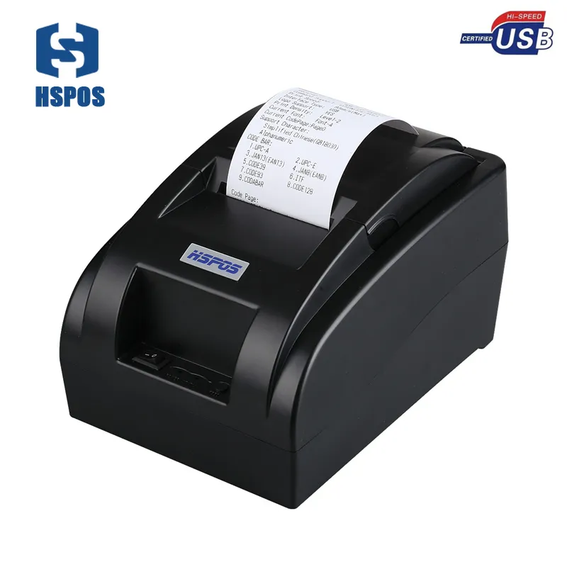 HSPOS 좋은 가격 POS USB 포트 열전 사 프린터 58mm 지원 ESC 또는 POS 명령 HS-58HU 지원