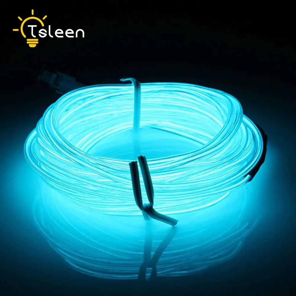 TSLEEN Elastyczny LED Light Tube 2M 3M LED Strip Wodoodporna 5 M Elastyczna El Wire Lina Kabel Neon Glow Light Odzież Samochód Auto