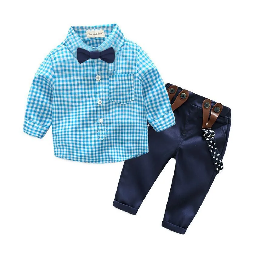 Детские мальчики джентльменские наряды для новорожденных Галстук ползунки / футболка + брюки 2 шт. / Компл. Детская одежда Наборы одежды малыша